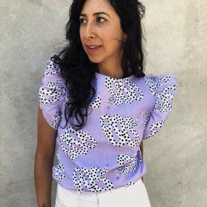 EUC Nooworks Micotti Snakes Ruffle Top XS/S